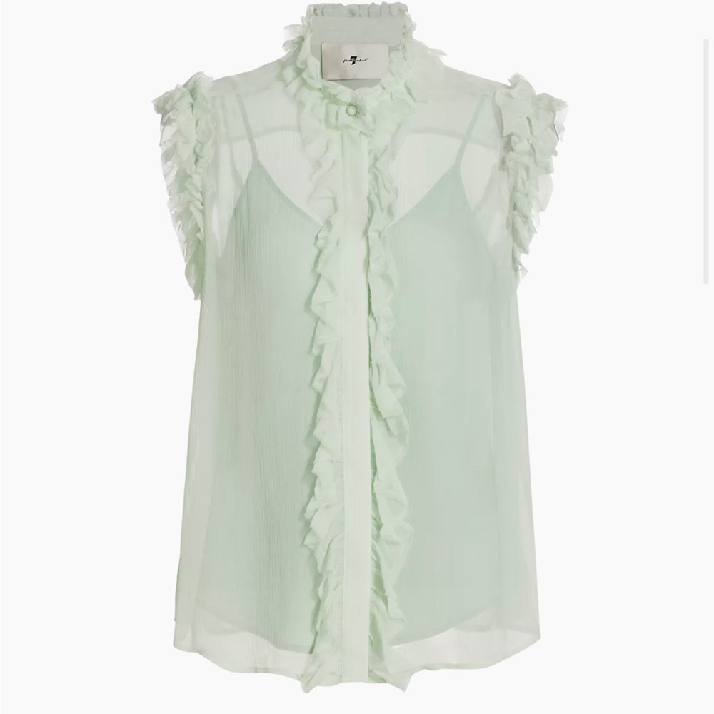 SOLD - 7 For All Mankind
Ruffled Cotton Sleeveless Blouse